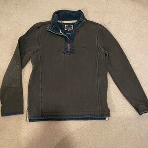 Fat Face Men's Dark washed out charcoal 1/4 Zip Pullover